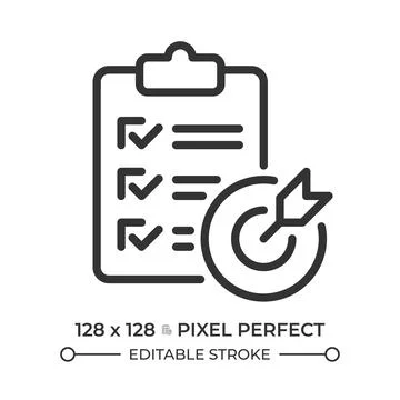 Survey evaluation pixel perfect line icon Stock Illustration