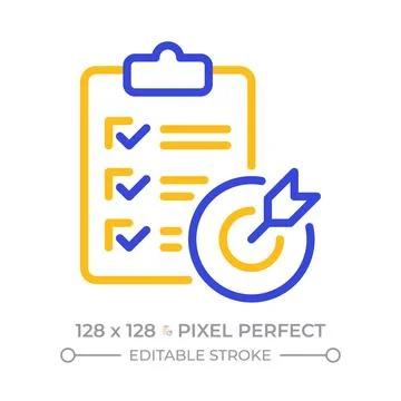 Survey evaluation pixel perfect two color line icon Illustrazione stock