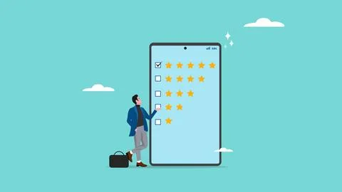 Survey evaluation of work result, good rating from customers, evaluate opin.. Stock Illustration