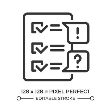 Survey exceptions pixel perfect line icon Illustrazione stock