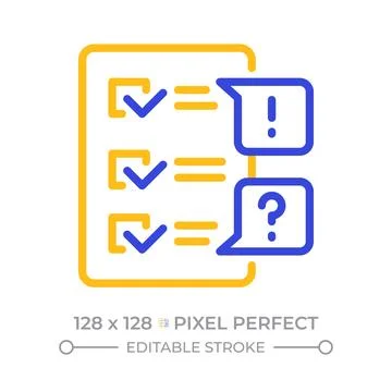 Survey exceptions pixel perfect two color line icon Illustrazione stock
