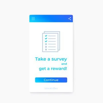 Survey form design, mobile vector template Illustrazione stock
