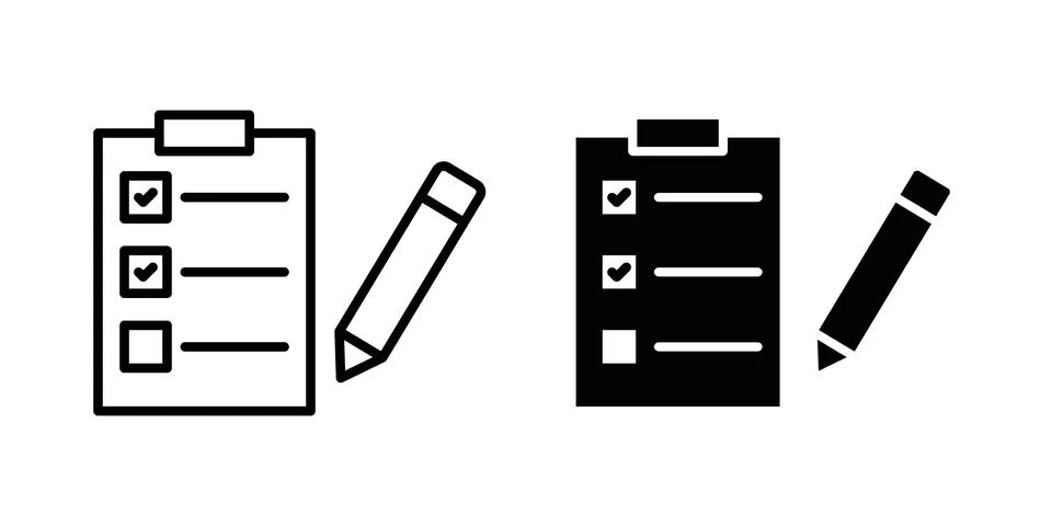 Survey icon linear versions pack on white background Ilustração Stock