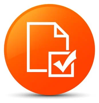 Survey icon orange round button Stock Illustration