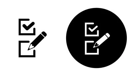 Survey icon set in flat style Questionnaire symbol Stock Illustration