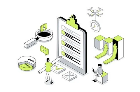 Survey Isometric Concept Stock Illustration