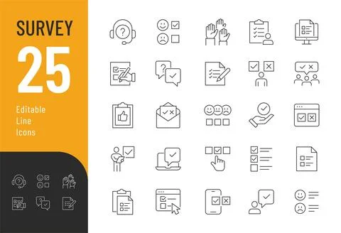 Survey Line Editable Icons set. Stock Illustration