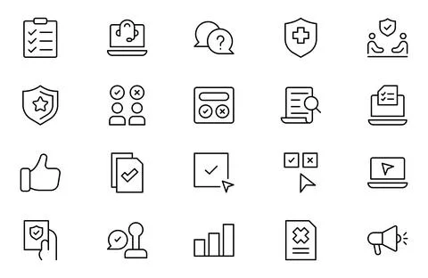 Survey line icon set. For website marketing design, logo, app, template, ui.. Stock Illustration