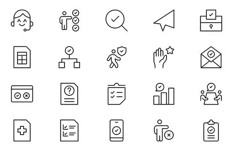 Survey line icon set. For website marketing design, logo, app, template, ui.. Stock Illustration