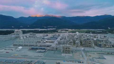 A survey of a LNG processing and shipping facility near Kitimat, BC, Part 2 Stock Footage 317956206