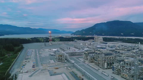 A survey of a LNG processing and shipping facility near Kitimat, BC, Part 3 Stock Footage 317957836