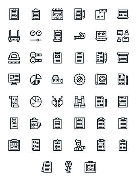 Survey Professional Vector Set with 45 Bold Line Detail Enhanced High Resol.. Stock Illustration