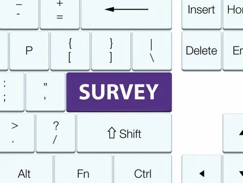 Survey purple keyboard button Stock Illustration