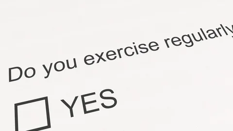 Survey question and answer: Do you exercise regularly - Yes. Conceptual 3D Stock Footage 92536225