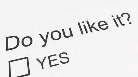 Survey question and answer: Do you like it - Yes. Conceptual 3D animation Stock Footage 92594214