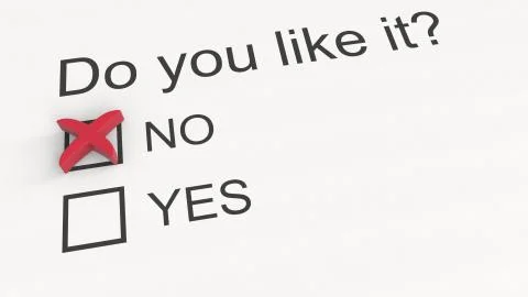 Survey question and answer: Do you like it - No. Conceptual 3D rendering Stock Illustration