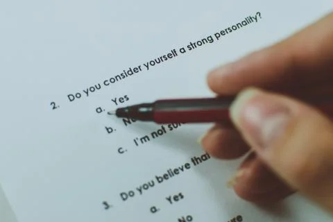 Survey question whether responded is a strong personality. Choice: Yes. Close Stock Photos