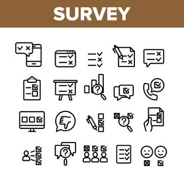 Survey Rating Collection Elements Vector Icons Set 스톡 일러스트