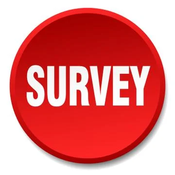 Survey red round flat isolated push button Stock Illustration