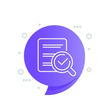 Survey report, search in data line icon Stock Illustration
