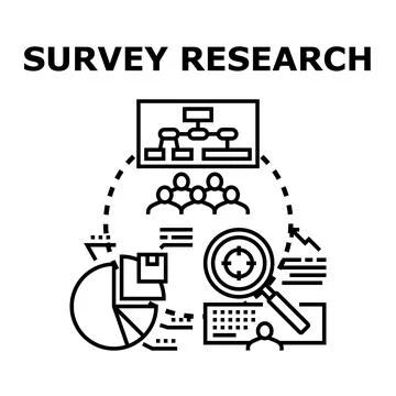 Survey research process and data analysis concept Stock Illustration