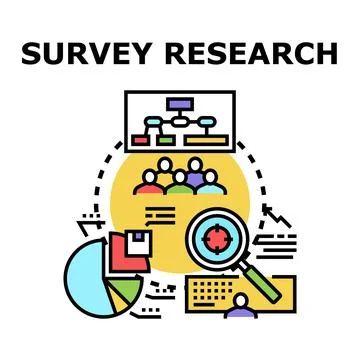 Survey research process and data analysis concept 스톡 일러스트