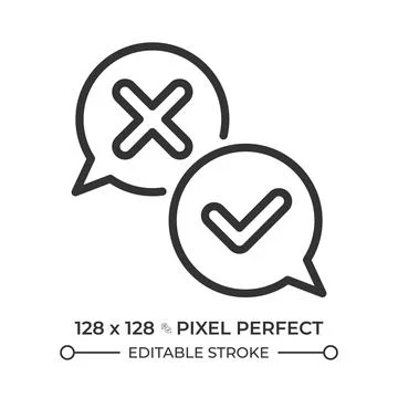 Survey response validation pixel perfect line icon Stock Illustration