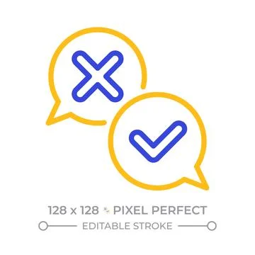 Survey response validation pixel perfect two color line icon Stock Illustration