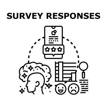 Survey responses analyzing customer feedback and user experience Stock Illustration