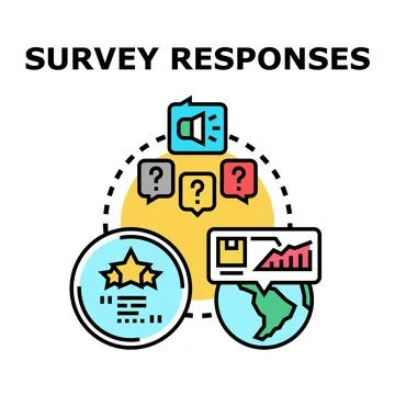 Survey responses data global opinion collection Illustrazione stock