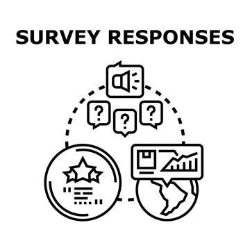 Survey responses data global opinion collection Stock Illustration