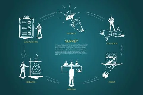 Survey, results, interview, research, feedback concept vector Stock Illustration
