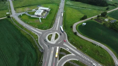 Survey of road activity from drone perspective, study of lane merging and Stock Footage 323336284