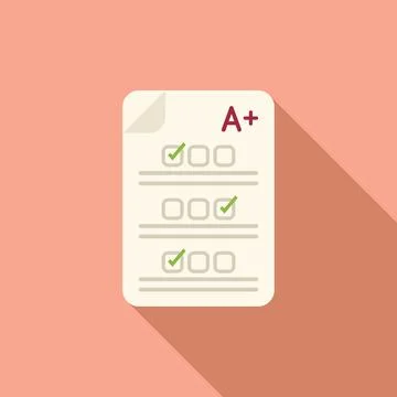 Survey test icon flat vector. School exam Stock Illustration