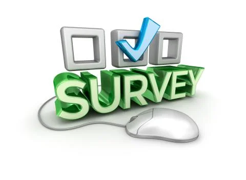 Survey text,  3d Concept isolated on white Illustrazione stock