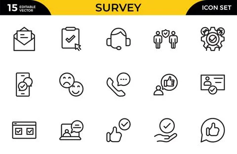 Survey thin line icons set. Rating, feedback, opinion icon. Thin outline ic.. Stock Illustration