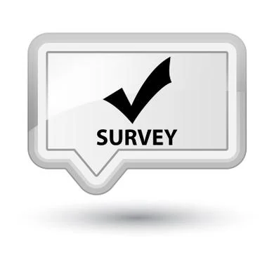 Survey (validate icon) prime white banner button Stock Illustration