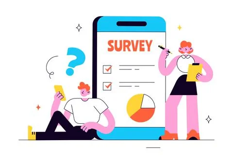 Survey Vector Illustration Featuring Online Questionnaire Form, Customer Fe.. Illustrazione stock