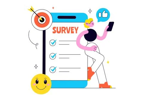 Survey Vector Illustration Featuring Online Questionnaire Form, Customer Fe.. Illustrazione stock