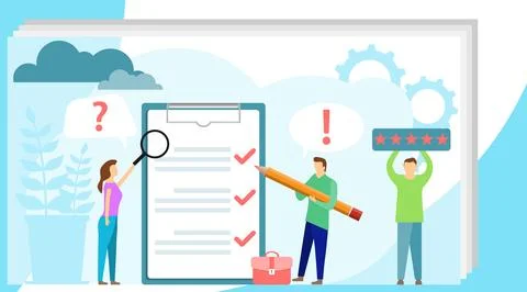 Survey vector illustration. Survey concept banner with characters. Stock Illustration