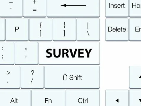 Survey white keyboard button Stock Illustration