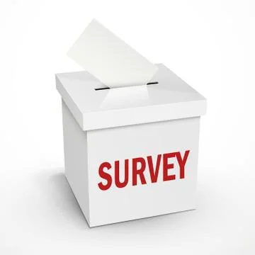 Survey word on the 3d white voting box Stock Illustration