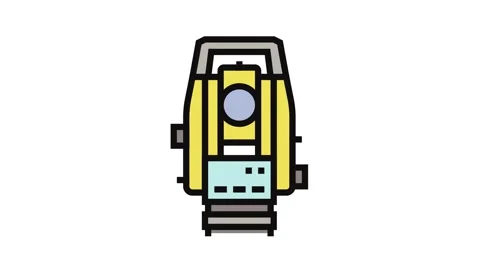 Surveying tools mining color icon animation Stock Footage 326110510