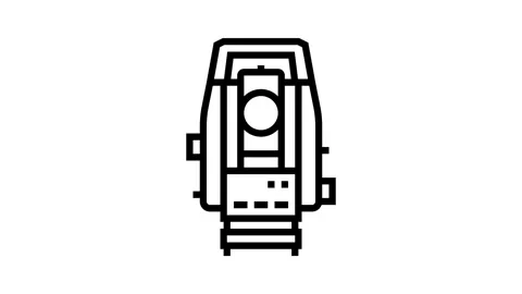 Surveying tools mining line icon animation Stock Footage 326127559