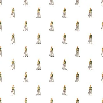 Surveyor character using total station measurement tool pattern Illustrazione stock