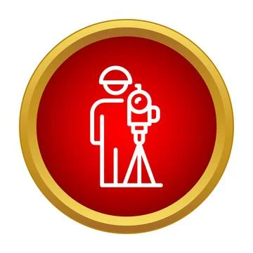 Surveyor engineer working with a total station icon Stock Illustration