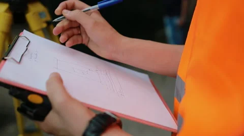 Surveyor makes plan of the land on the paper Stock Footage 68401913
