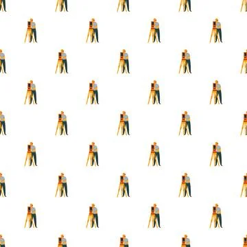 Surveyor operating total station repeating pattern Stock Illustration