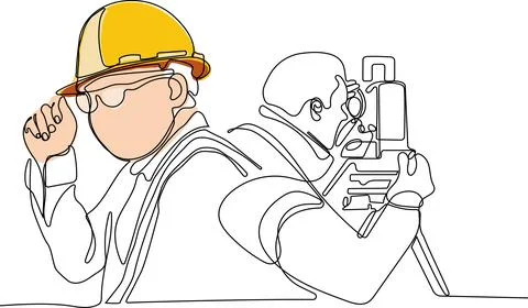 Surveyor with a tripod icon. Geodesic tripod. Stock Illustration
