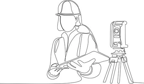 Surveyor with a tripod icon. Geodesic tripod. Stock Illustration